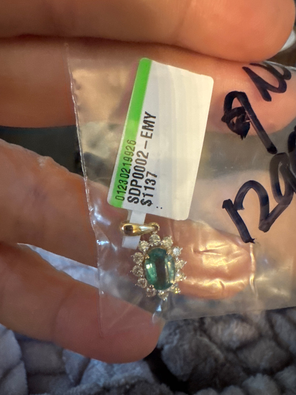 0.75ct Emerald and Diamond Pendant