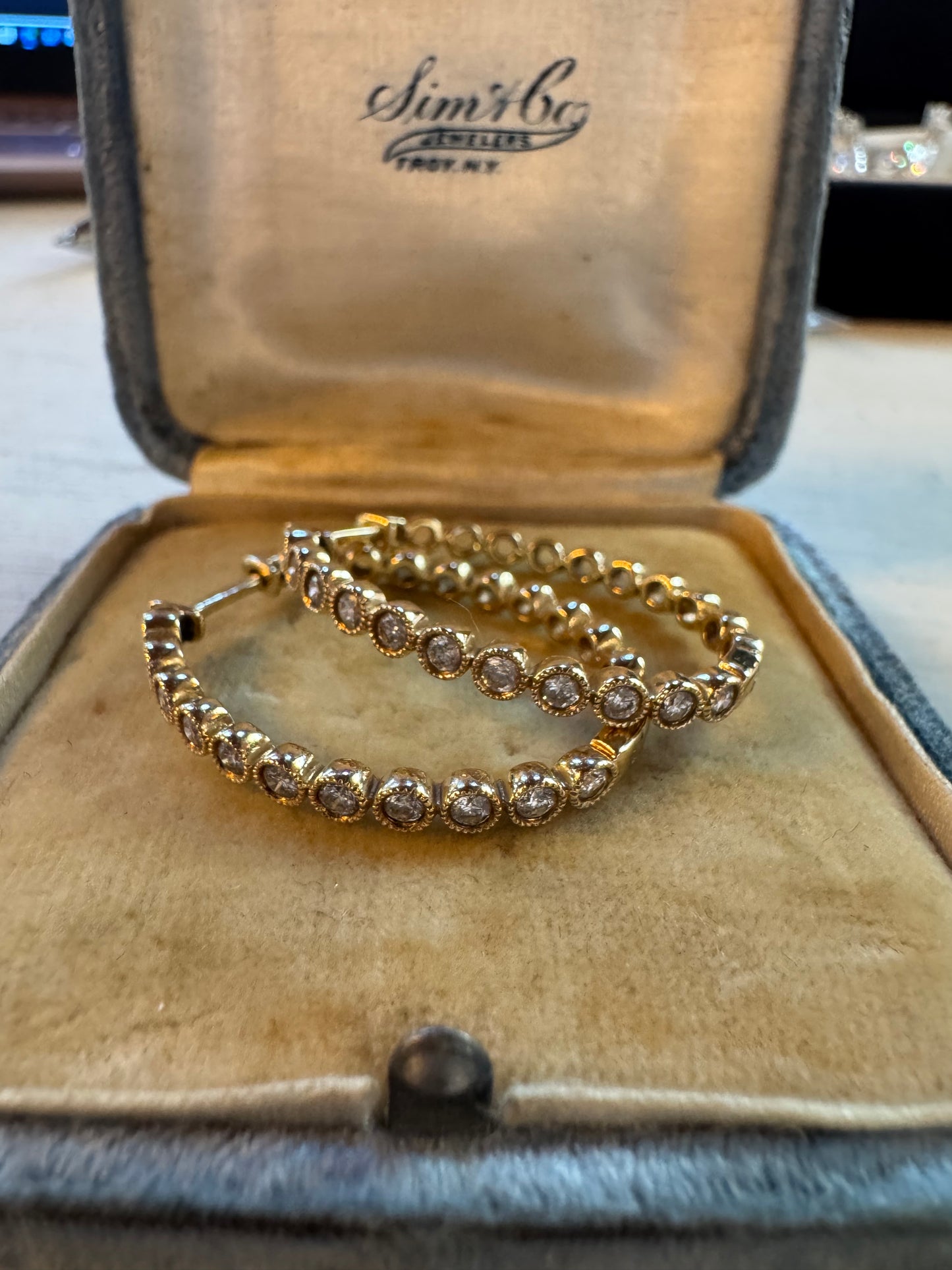 .75ct Bezel set Diamond hoops