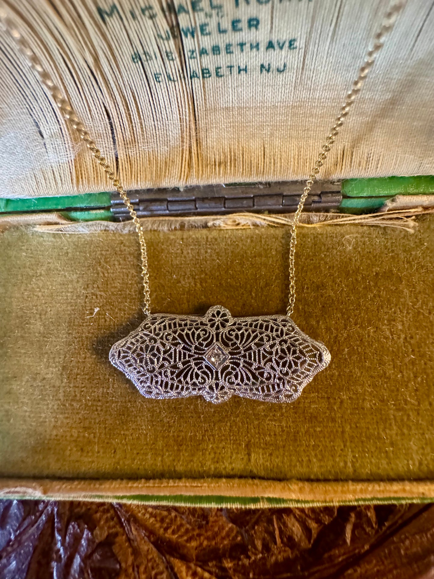 Antique bar pin necklace