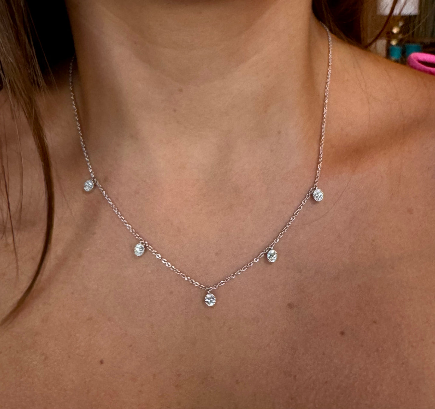 Oval Diamond Drop Necklace