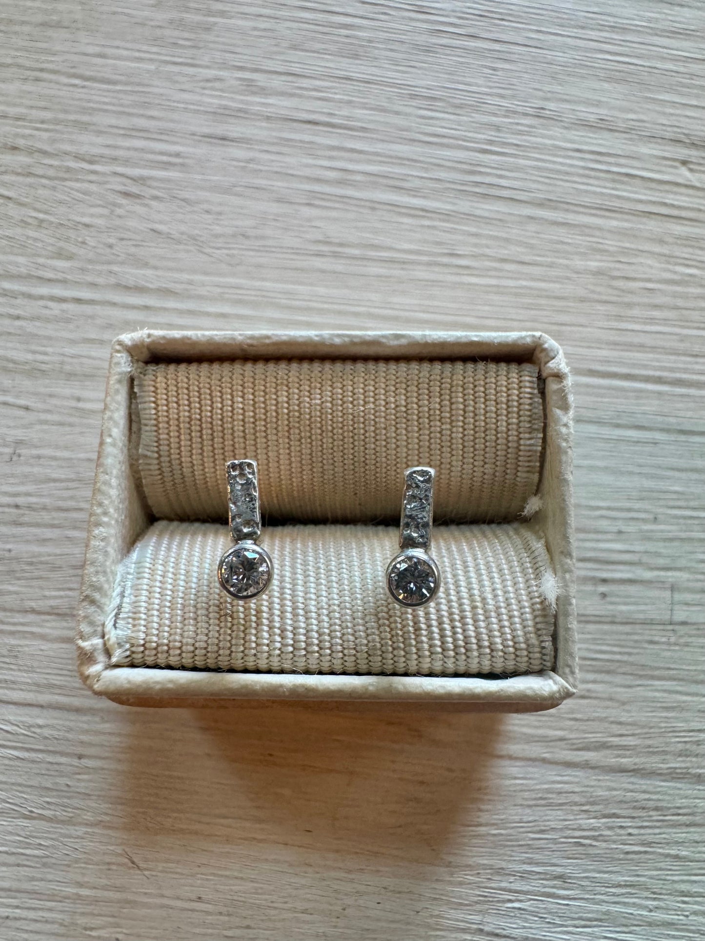 Designer diamond and pure silver studs