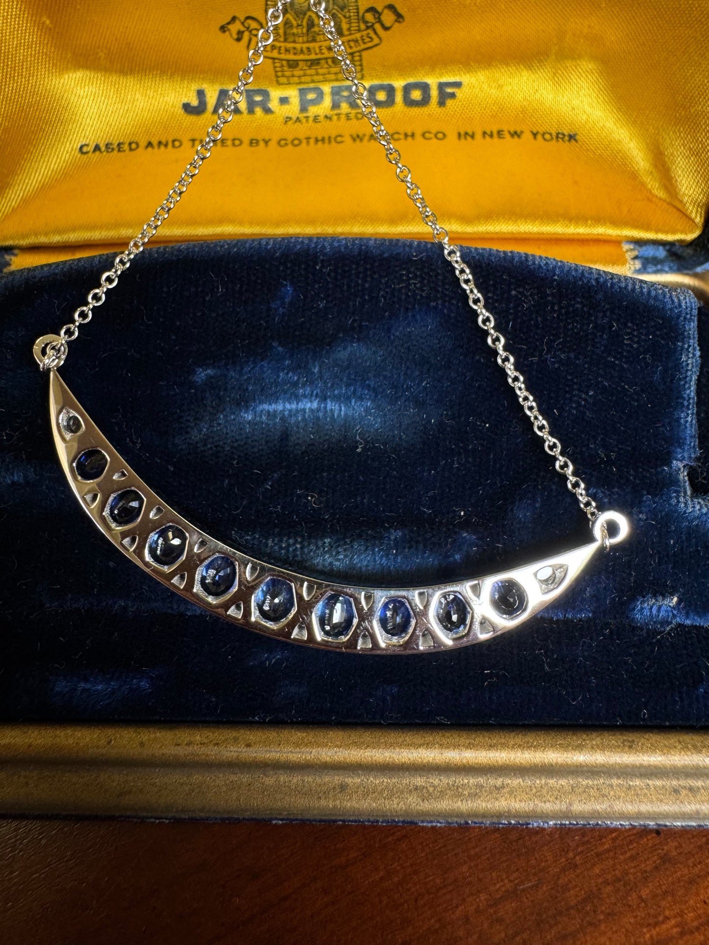 Custom Sapphire and Diamond necklace