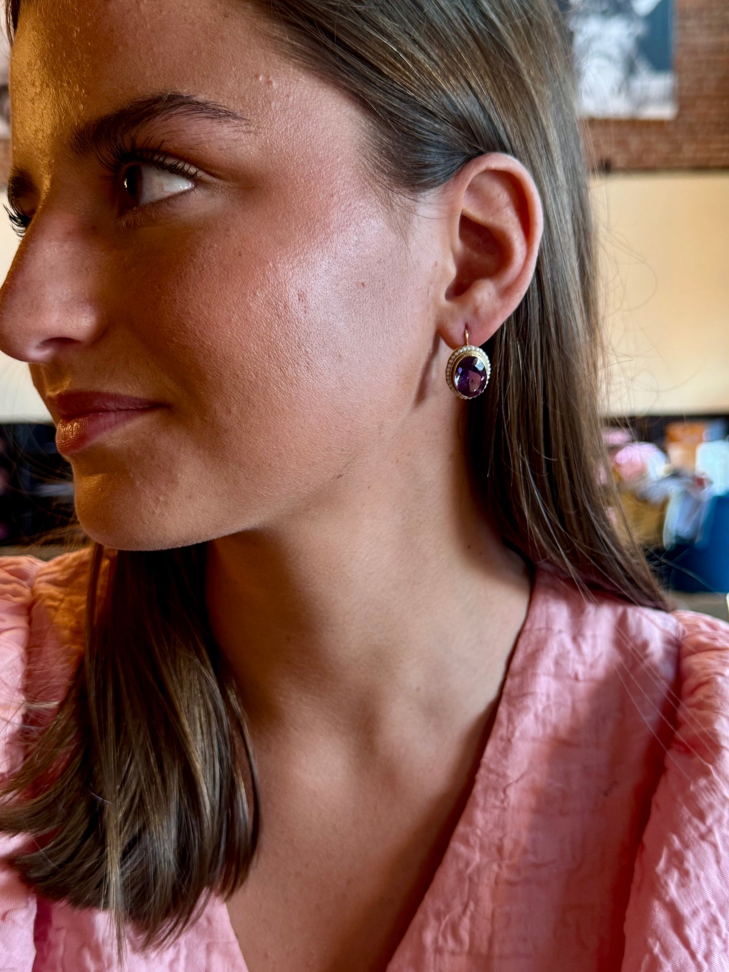 Antique Amethyst and seed pearl drops