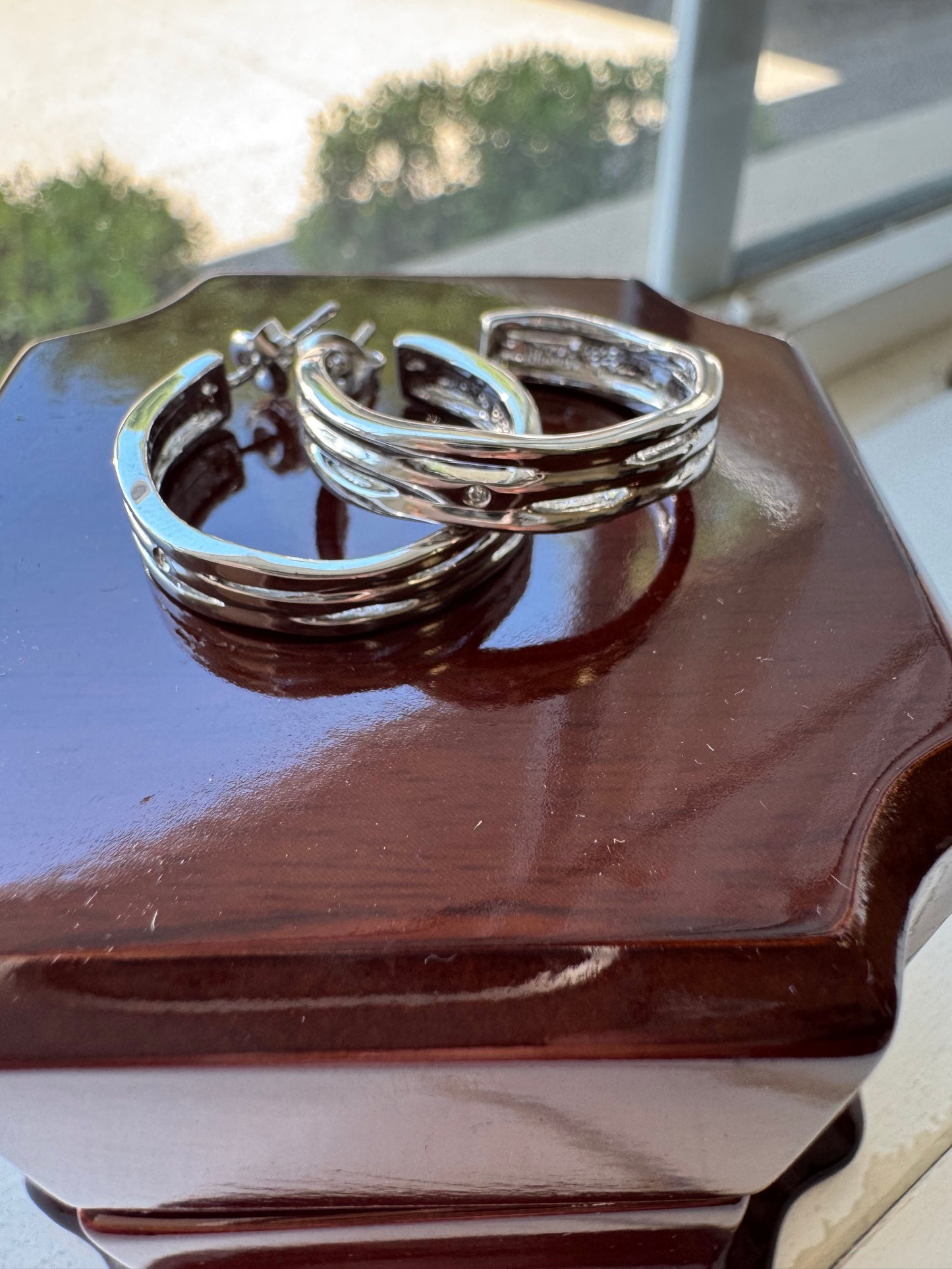 Sterling hoops with dainty Diamond