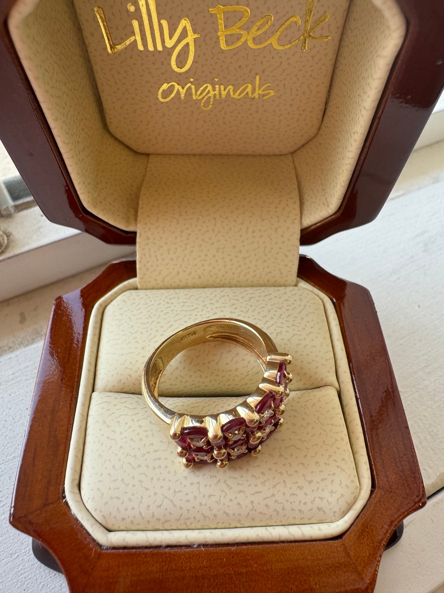Vintage Wide Ruby and Diamond Band