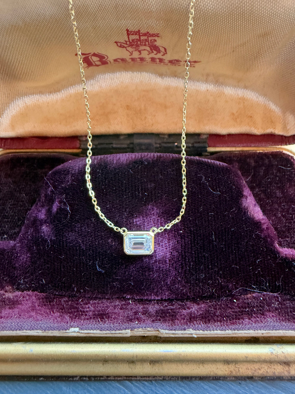 1ct emerald cut lab grown diamond necklace