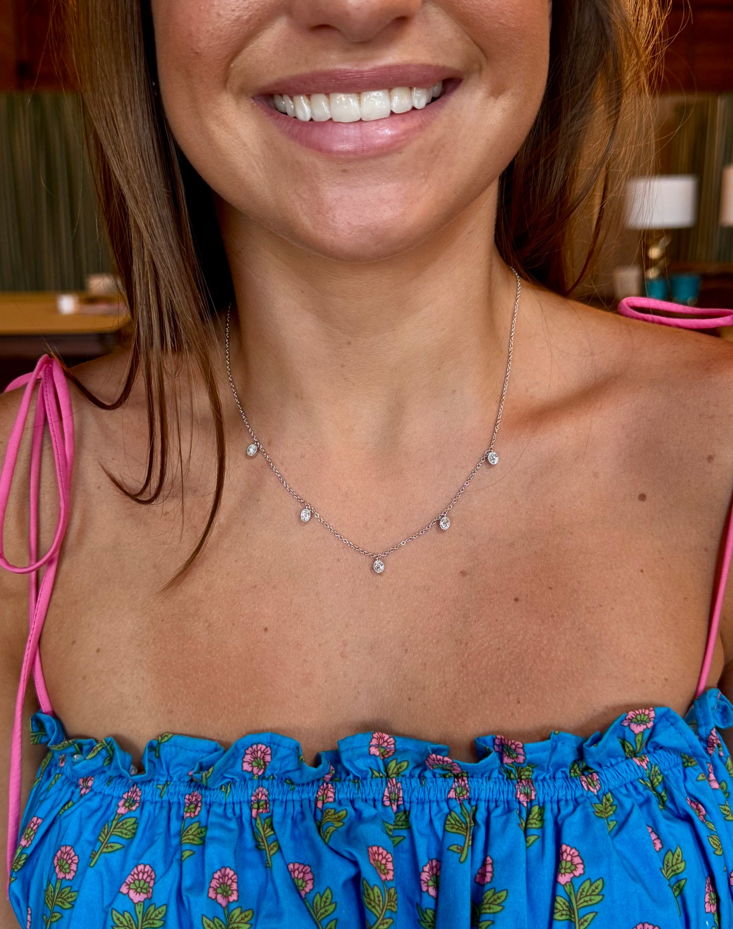 Oval Diamond Drop Necklace
