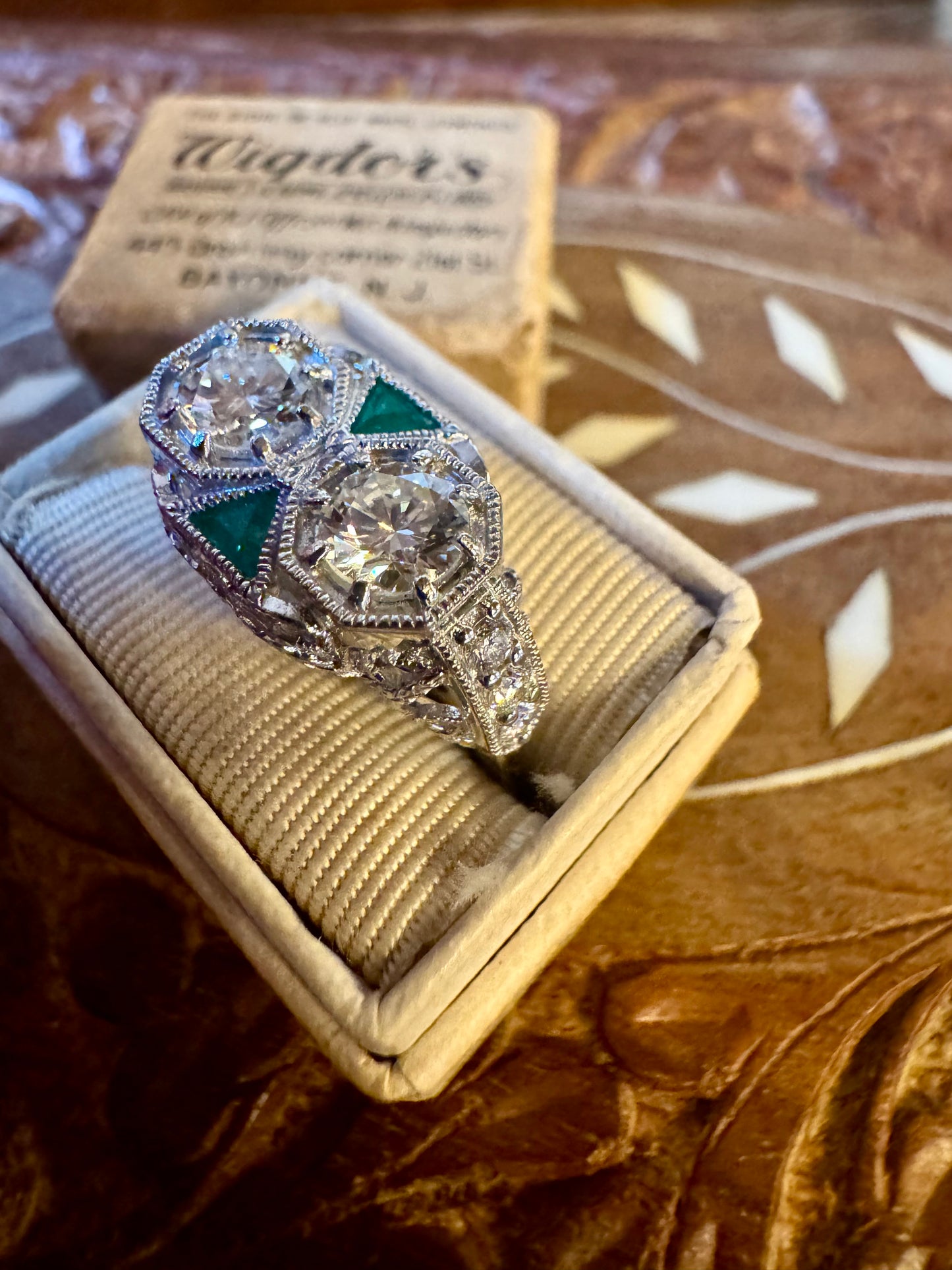 1ct Diamond and Emerald ring