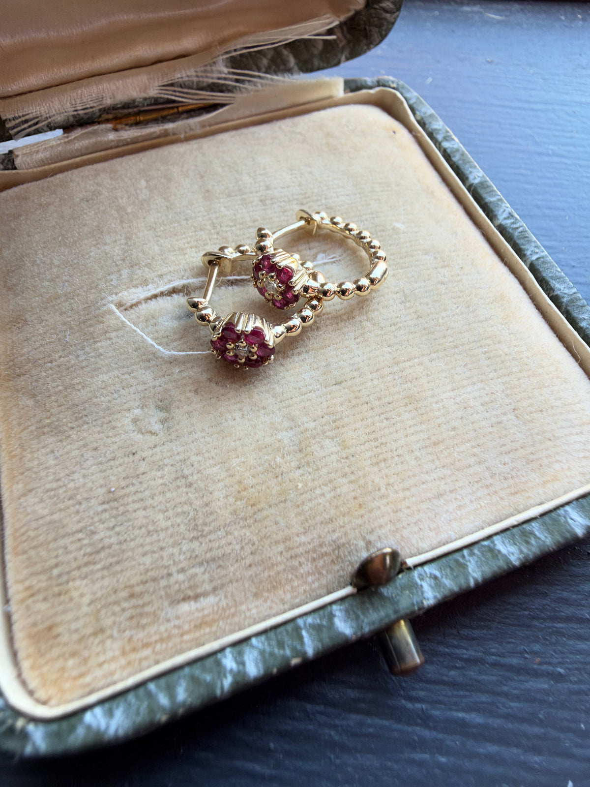 Ruby huggie hoops
