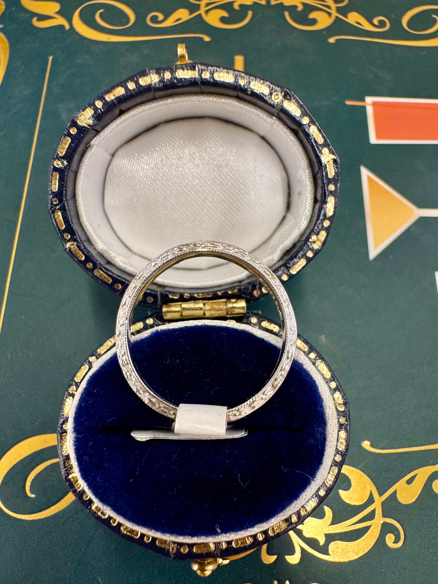 Vintage Hand-Engraved Platinum Wedding Band