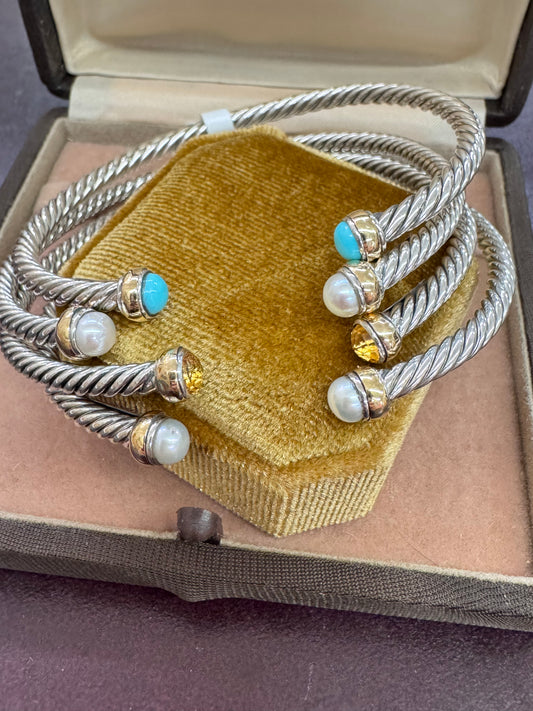 Sterling and 18k cuffs