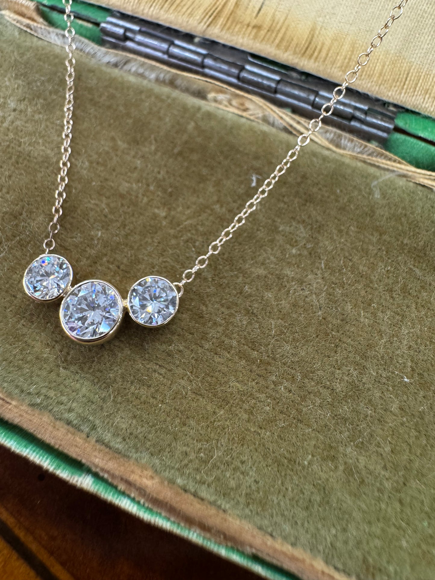 3 stone lab grown diamond necklace