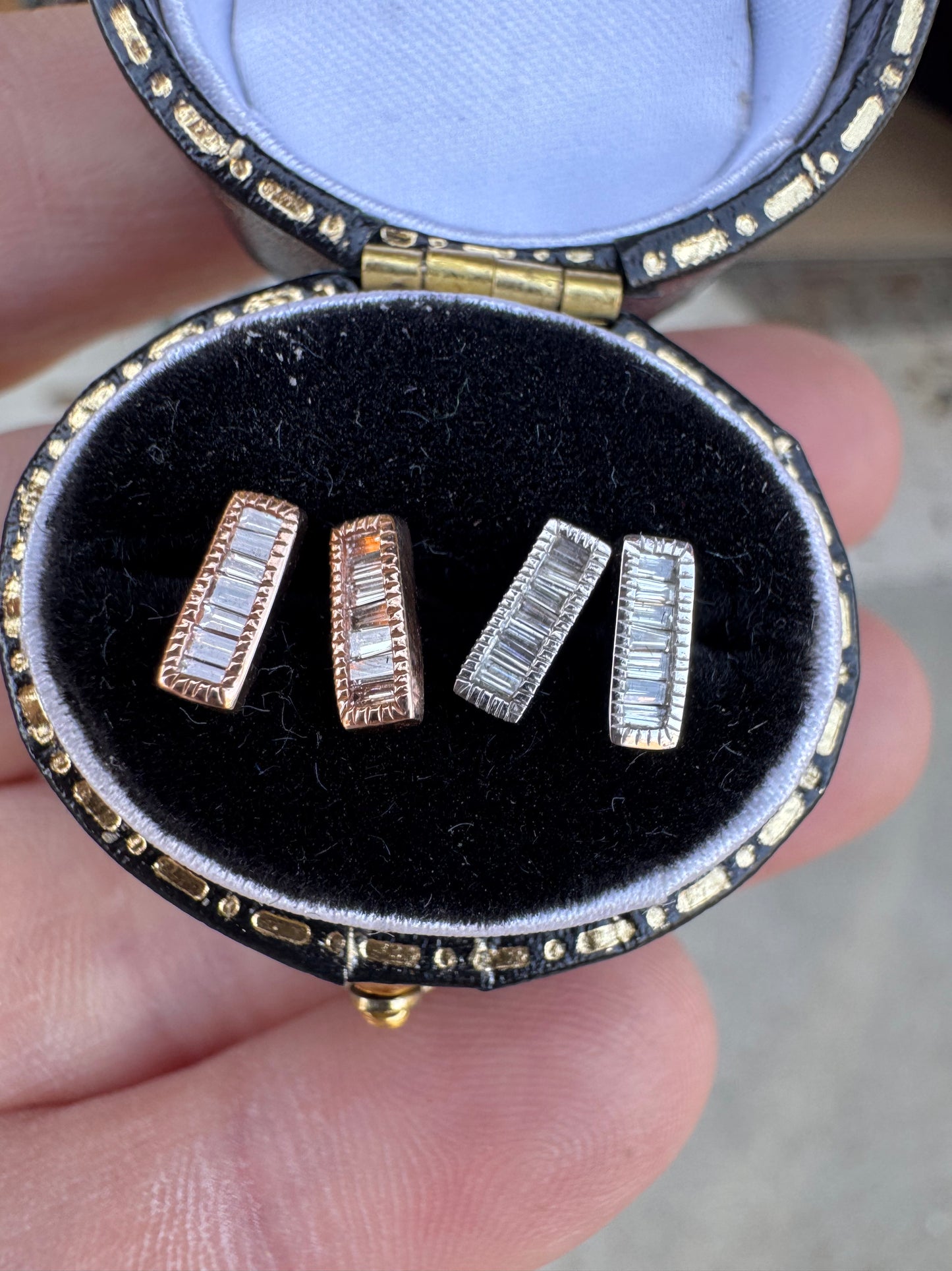 Baguette Diamond bar studs