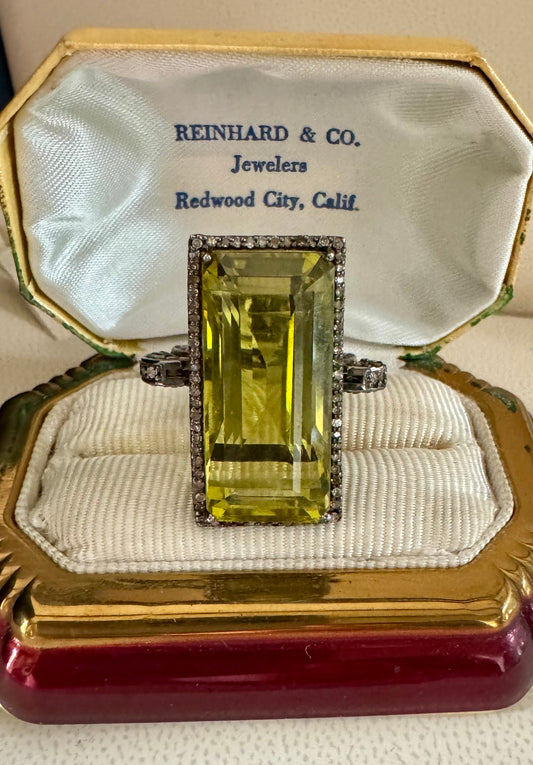 Lemon citrine and diamond ring