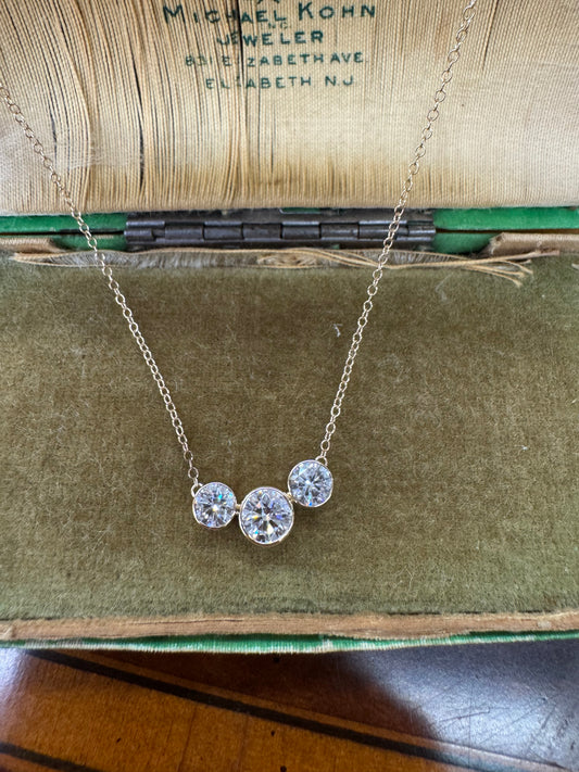 3 stone lab grown diamond necklace
