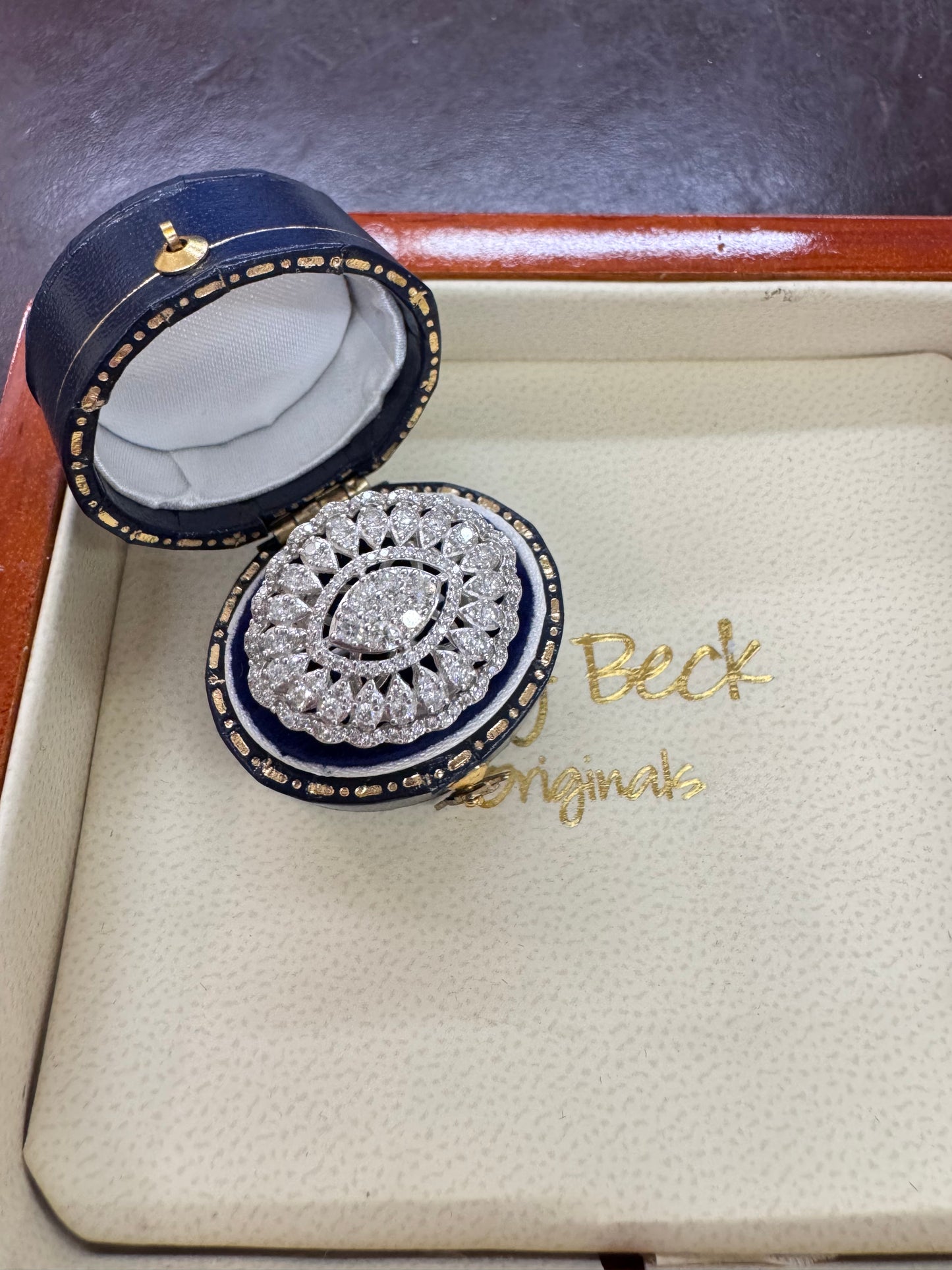 Antique style diamond cocktail ring