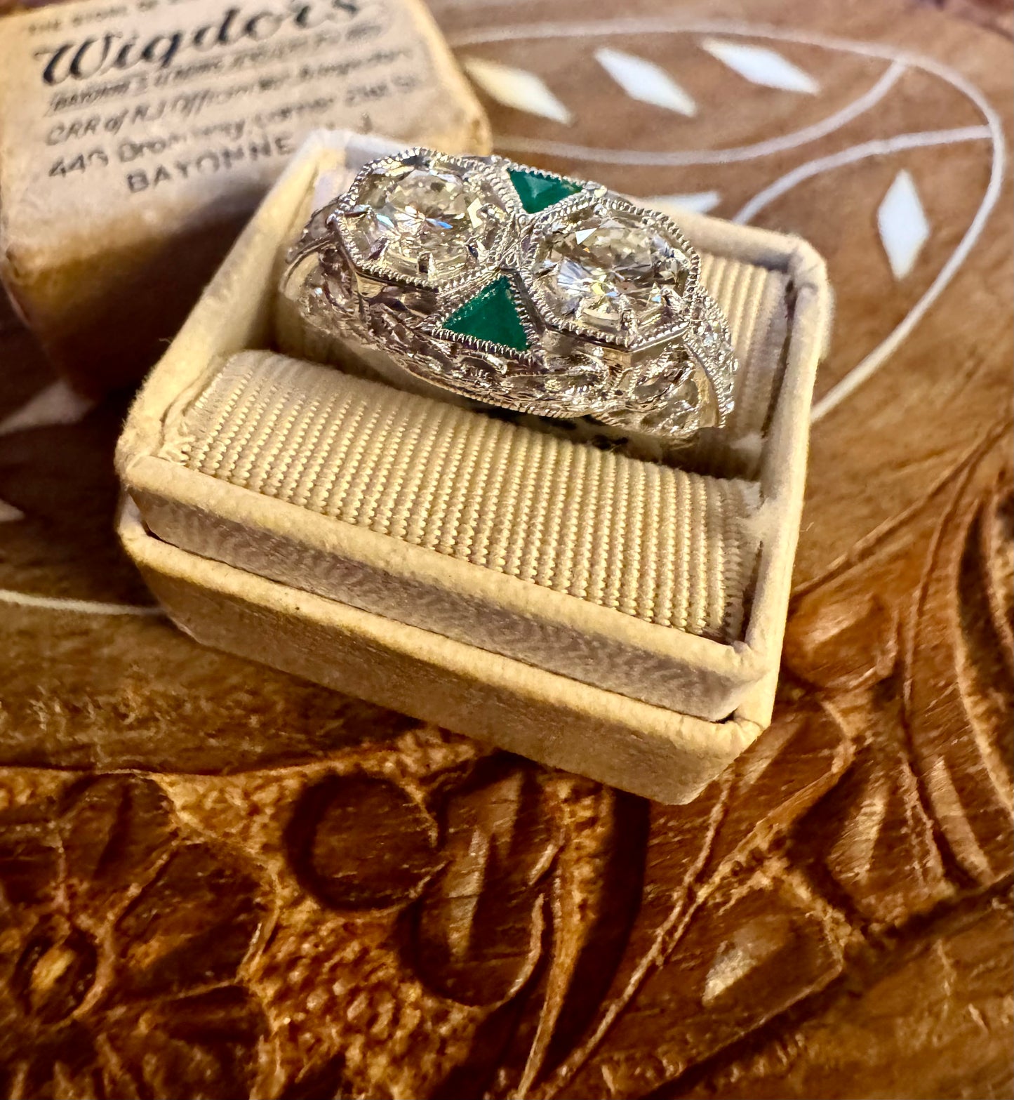 1ct Diamond and Emerald ring