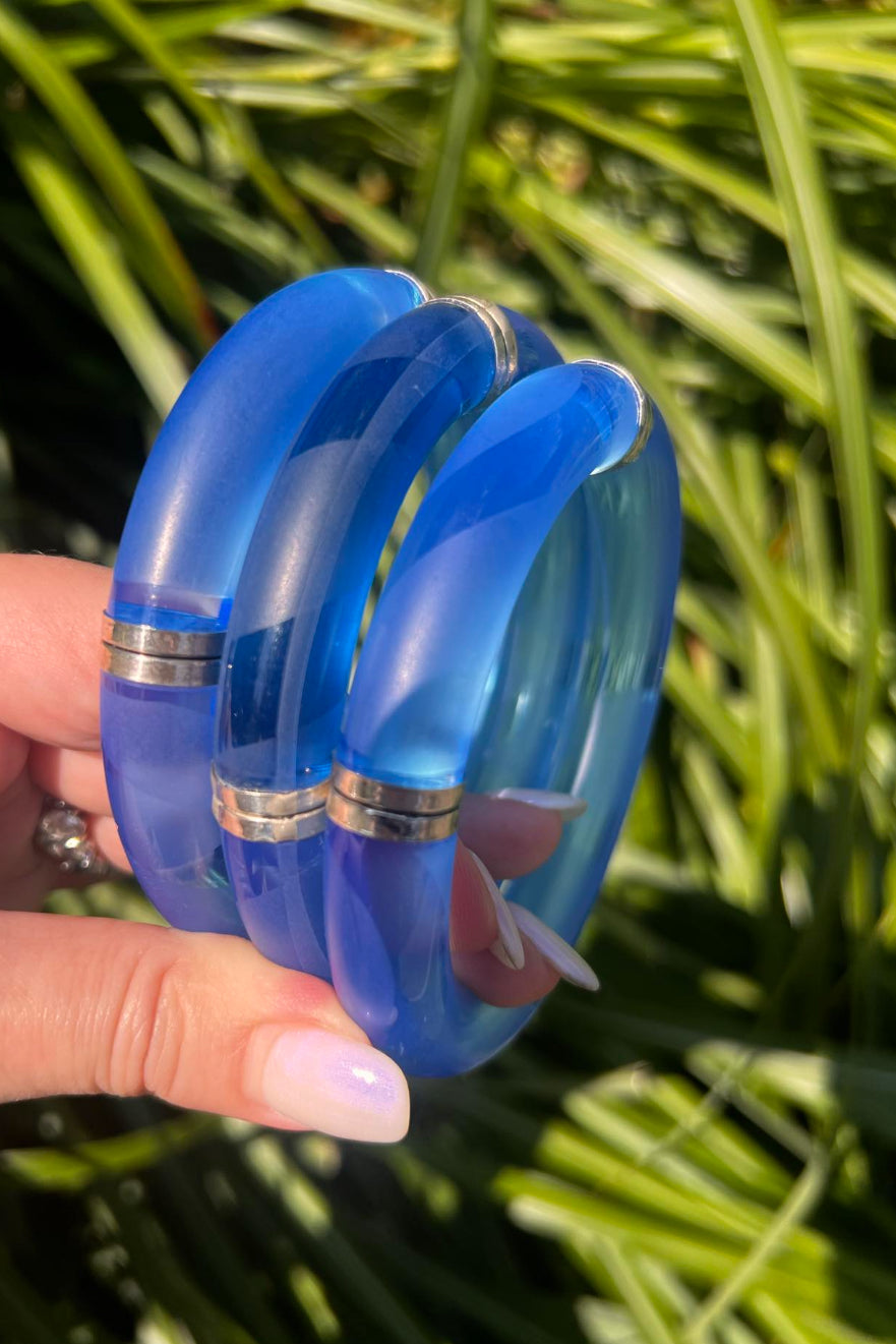 Blue acrylic bangles