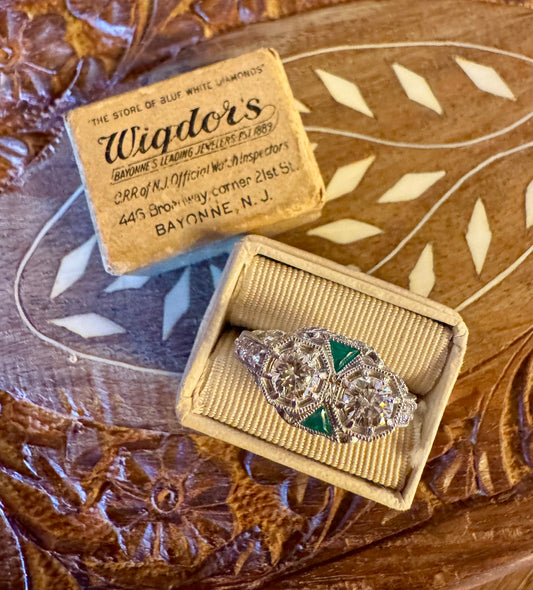 1ct Diamond and Emerald ring