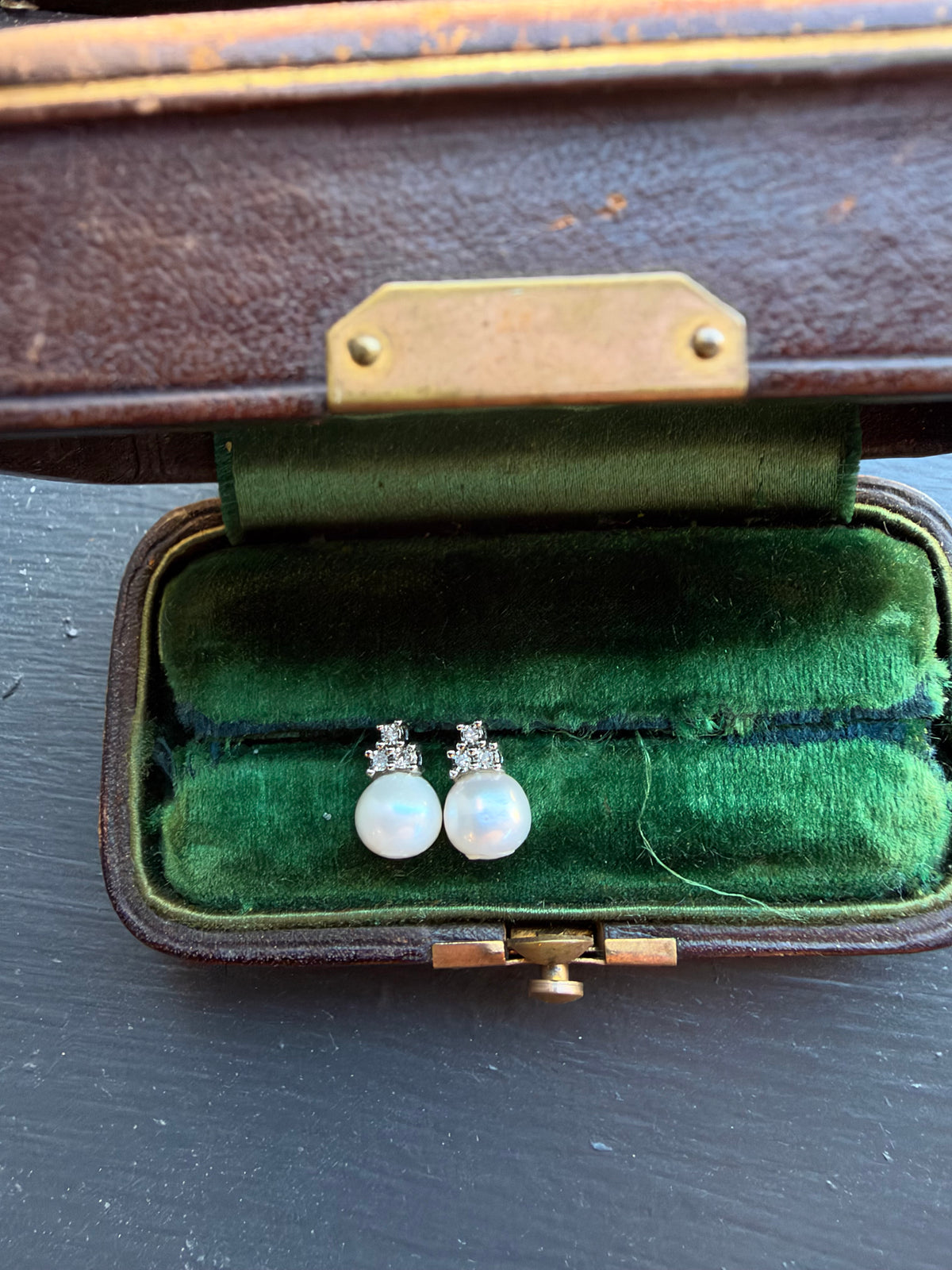 Pearl and diamond studs