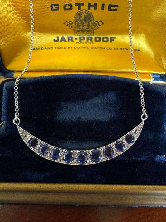 Custom Sapphire and Diamond necklace
