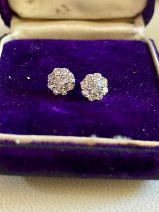 1ct Diamond halo earrings