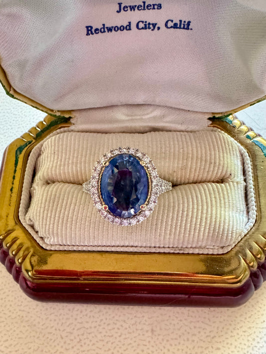 3.85ct Sapphire and Diamond ring