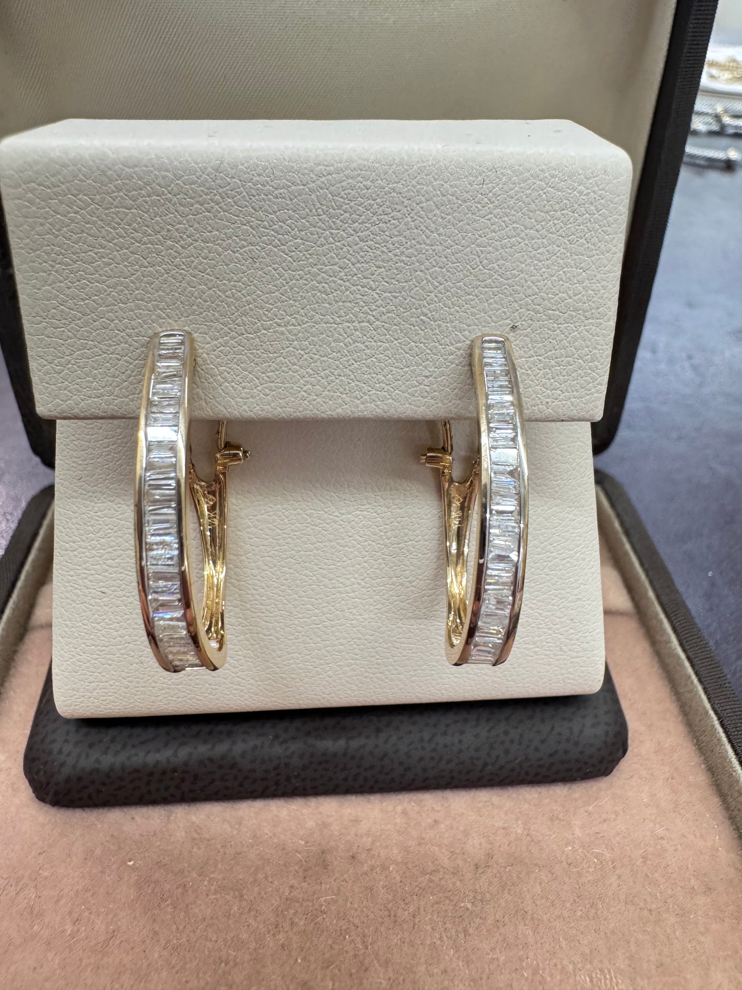 Baguette Diamond Hoops