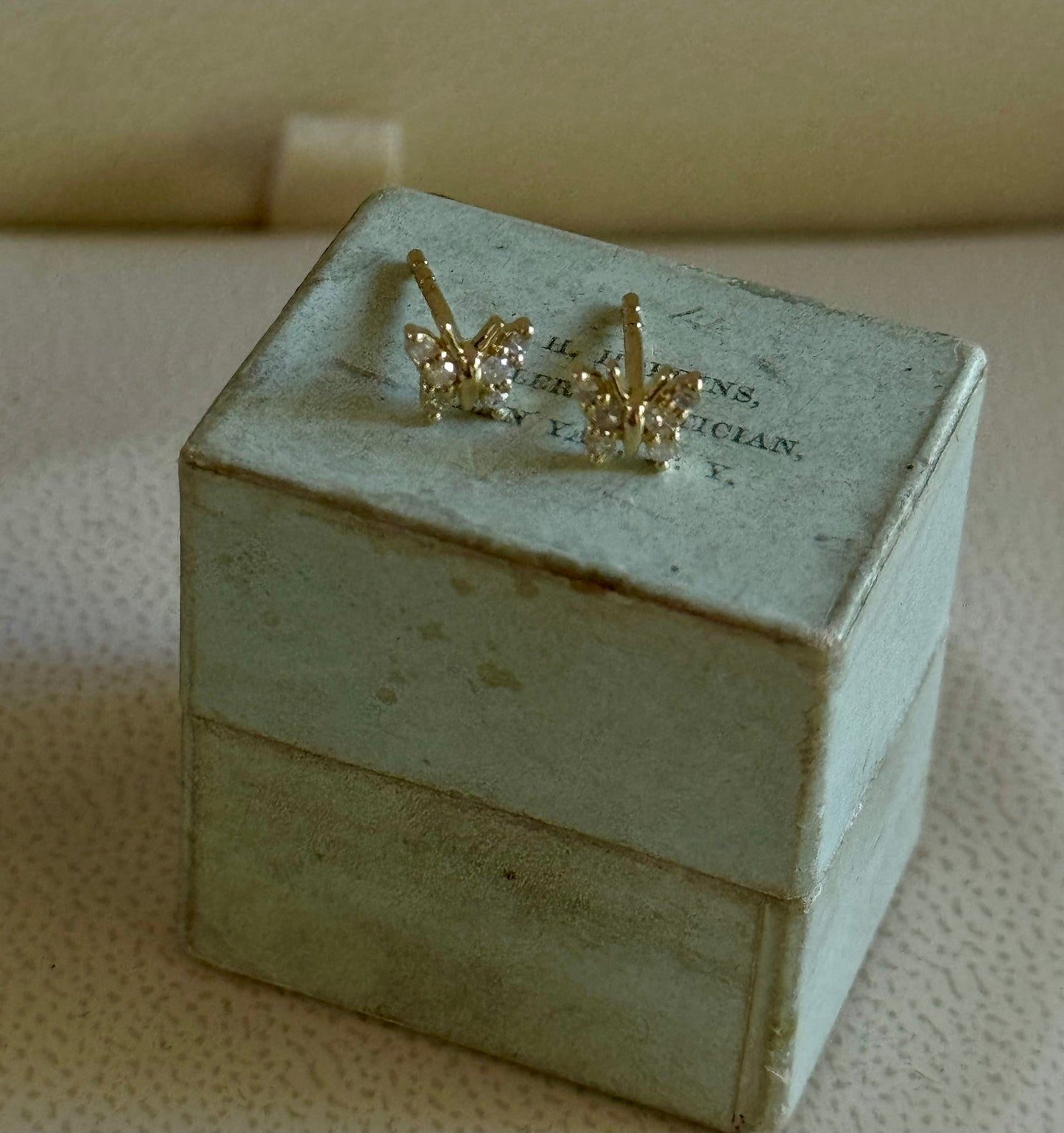 Dainty Diamond  14k Butterfly studs