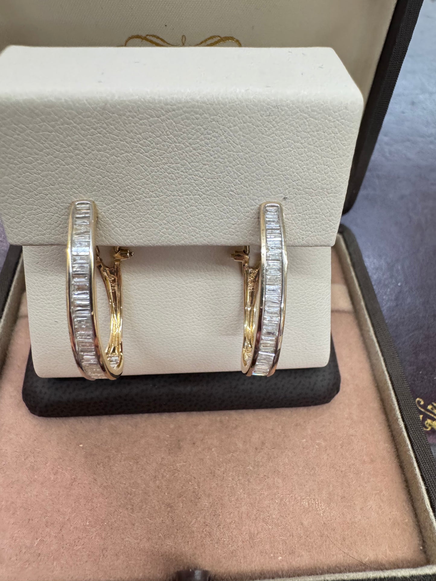 Baguette Diamond Hoops