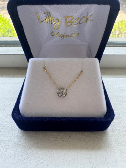 Diamond halo necklace
