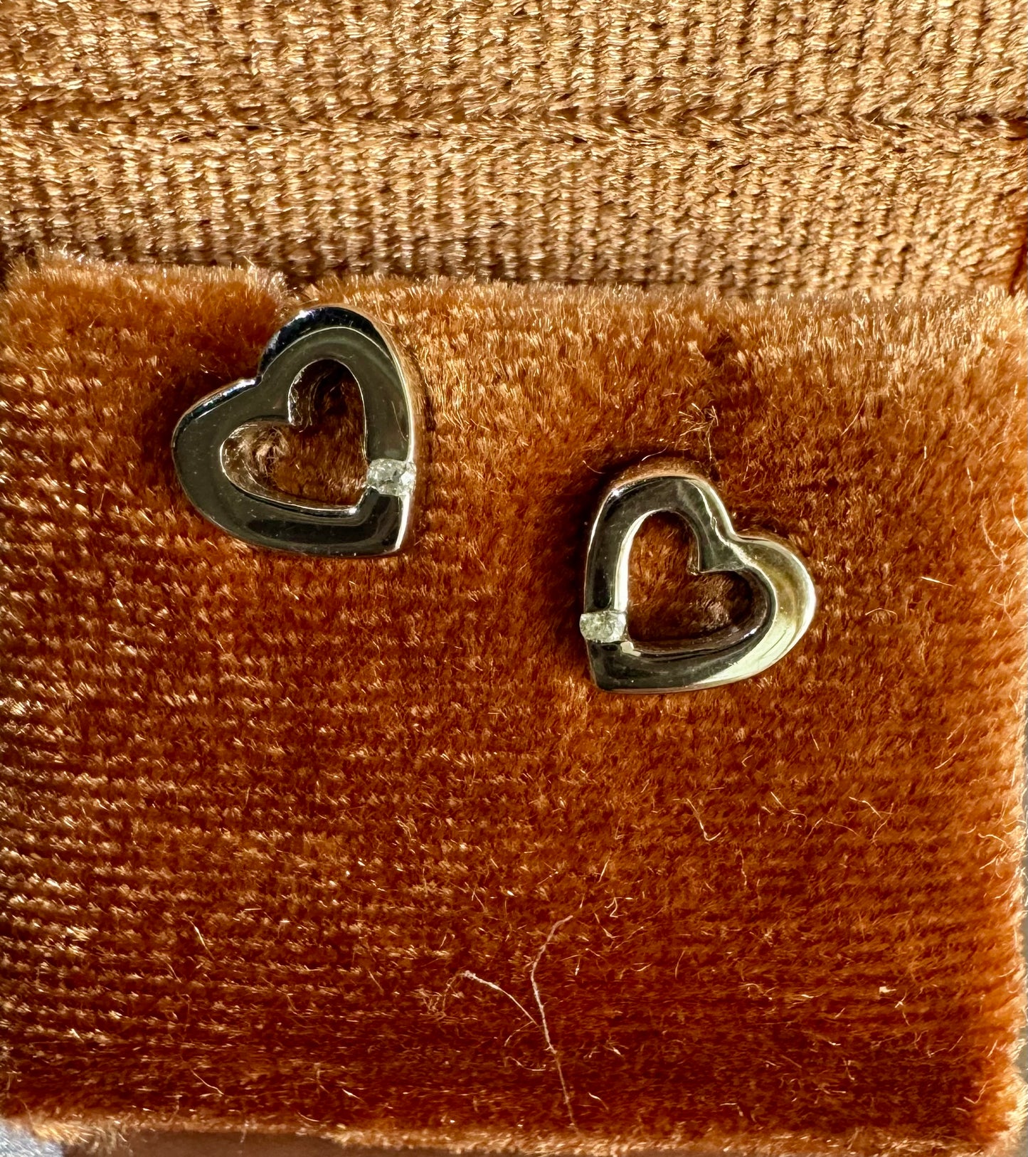 Sweetest sterling heart studs with dainty diamonds