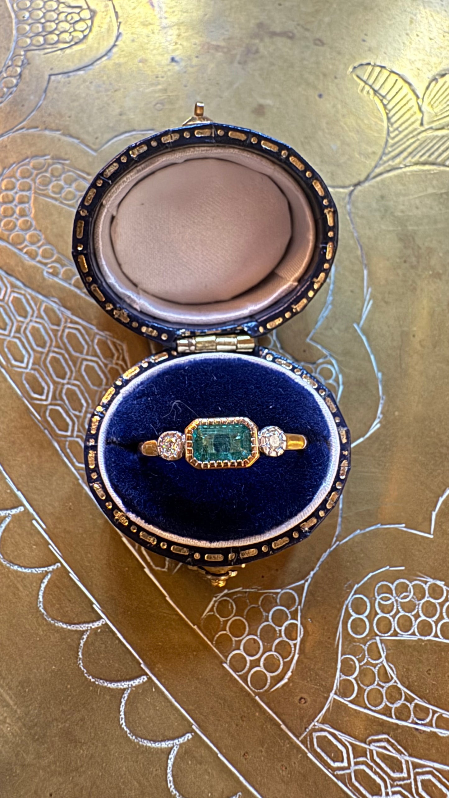 Dainty Emerald and diamond ring