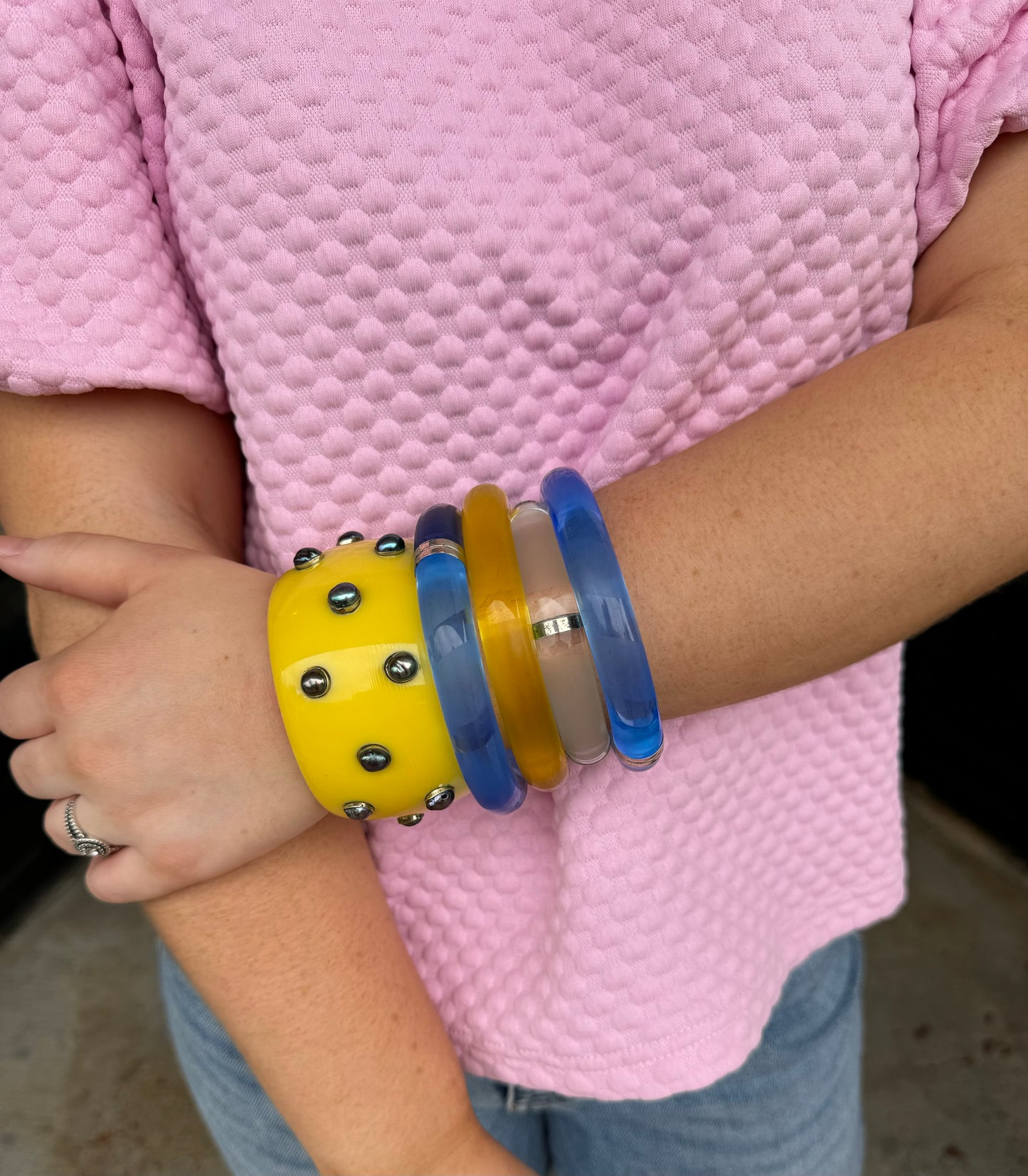 Blue acrylic bangles