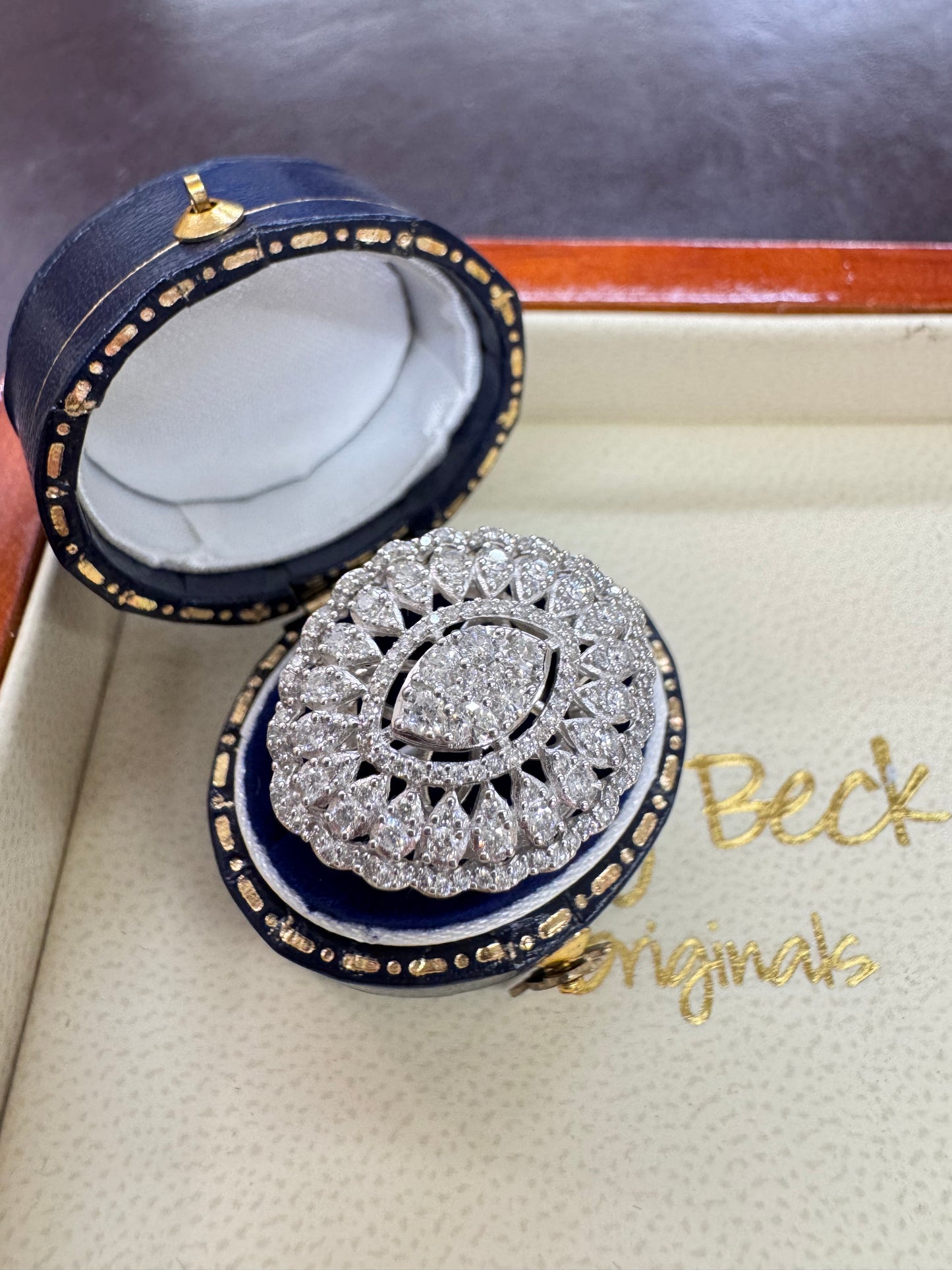 Antique style diamond cocktail ring