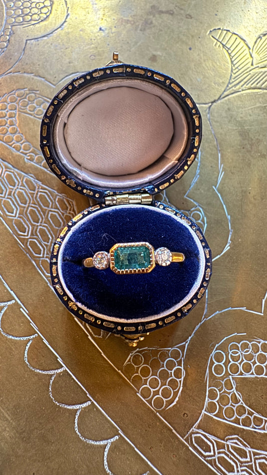 Dainty Emerald and diamond ring