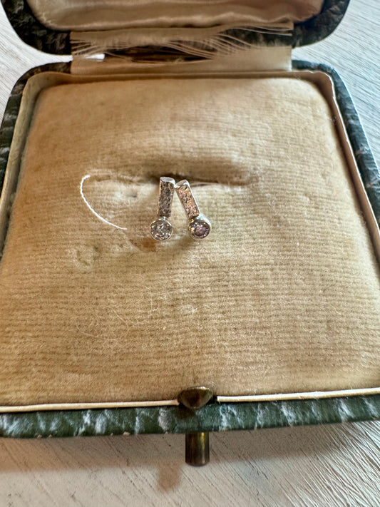 Designer diamond and pure silver studs