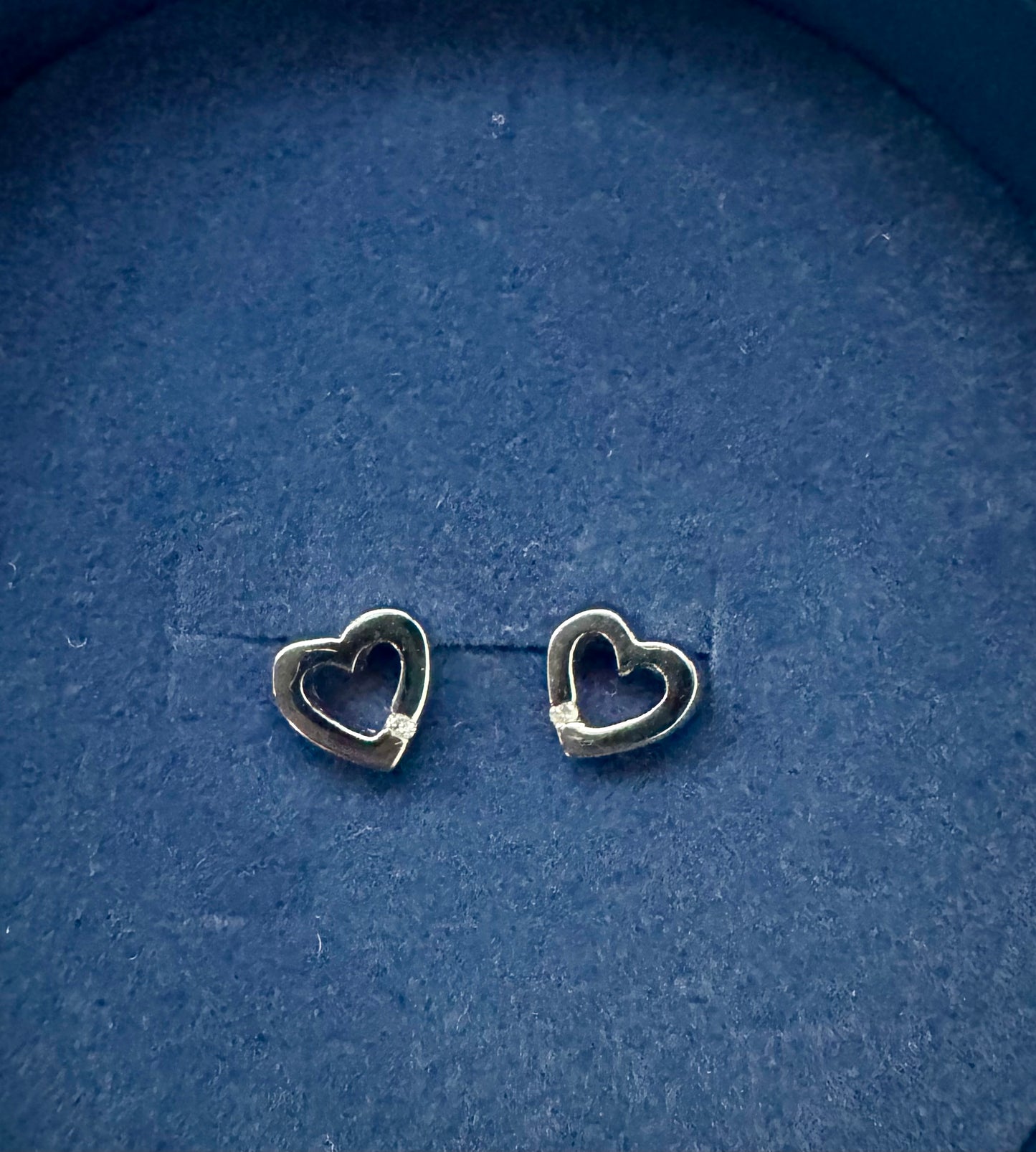 Sweetest sterling heart studs with dainty diamonds