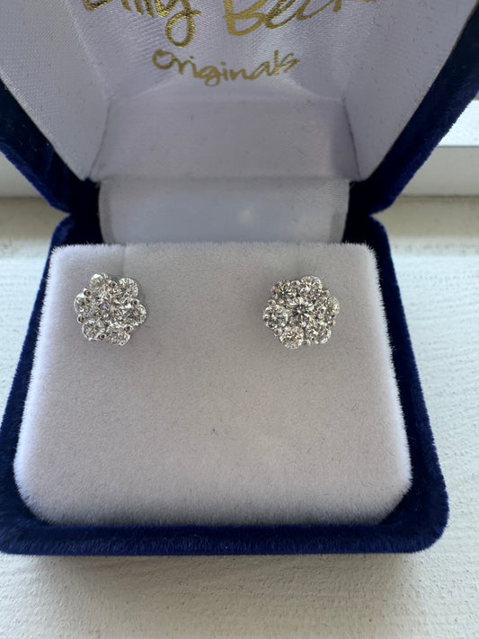 1ct lab grown diamond cluster earrings