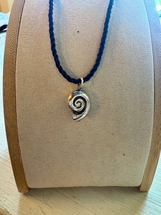 Sterling fossilized shell necklace