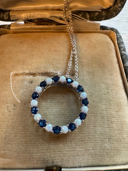 Sapphire or Emerald and Opal necklace