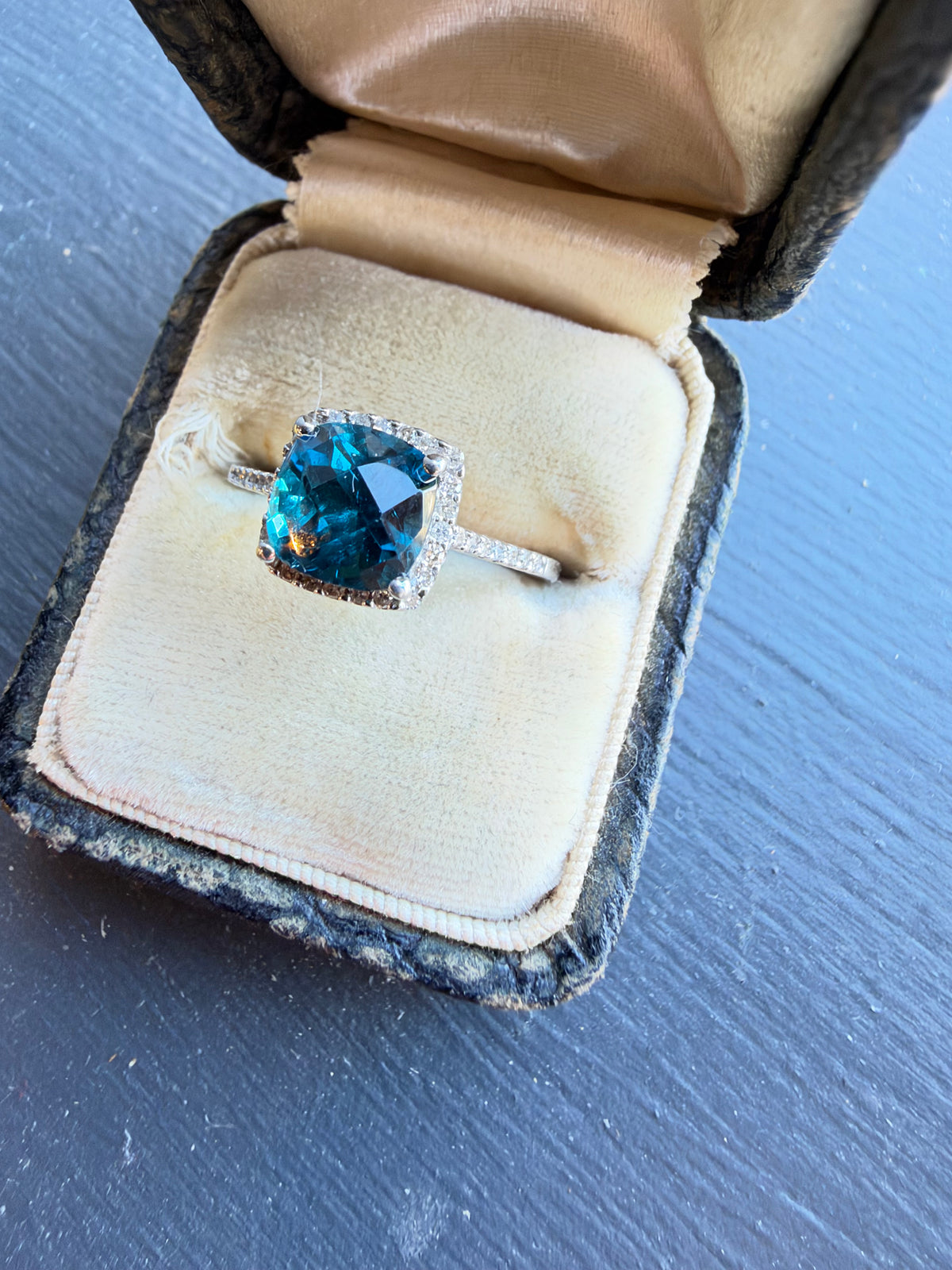 London Blue Topaz and Diamond ring
