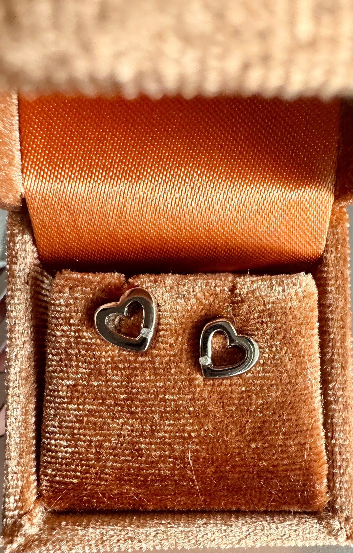 Sweetest sterling heart studs with dainty diamonds