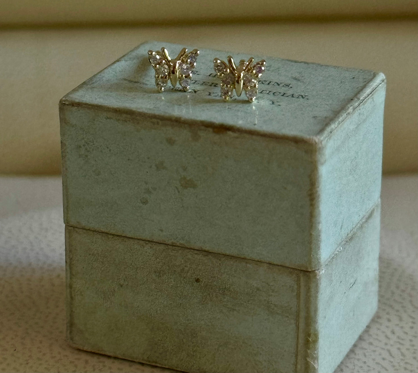 Dainty Diamond  14k Butterfly studs