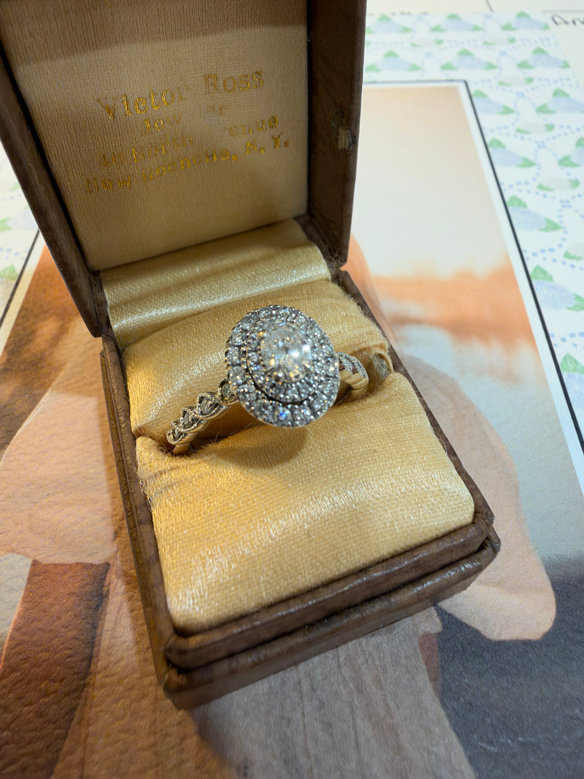 Oval double halo diamond ring
