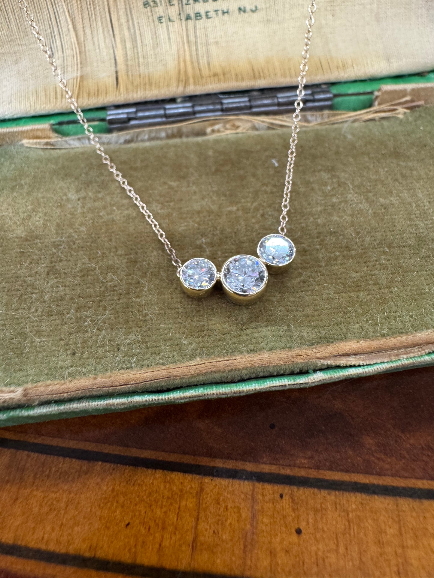 3 stone lab grown diamond necklace