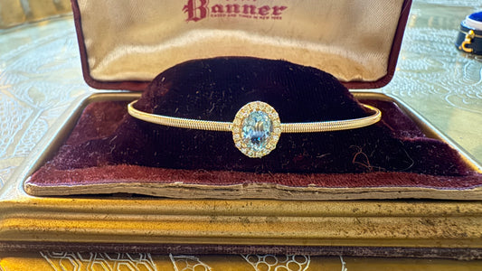 Aquamarine and Diamond cuff bracelet