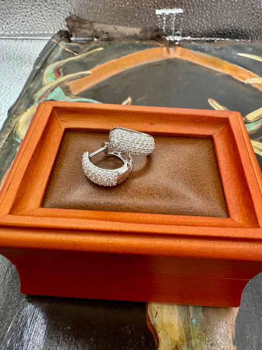 1ctw Diamond Huggie Earrings 14k White Gold