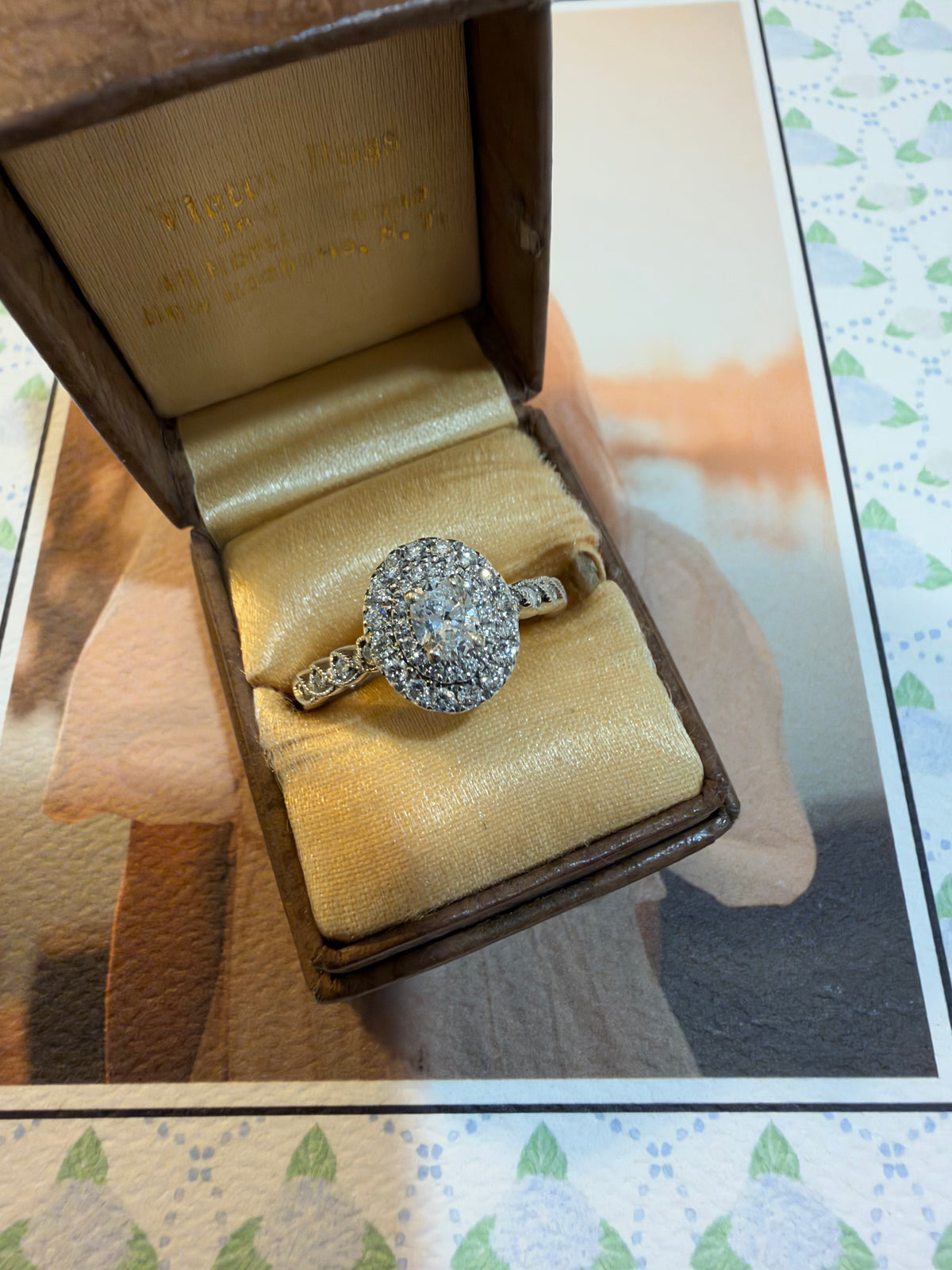 Oval double halo diamond ring