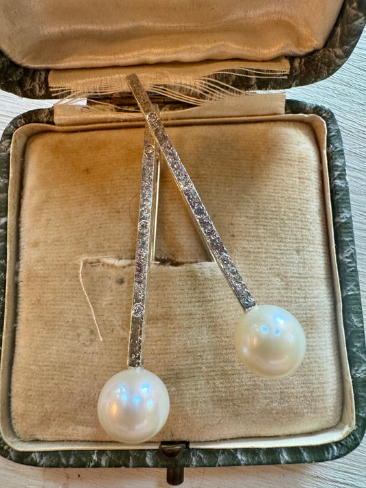 Designer Pure Silver Pearl and Diamond drops